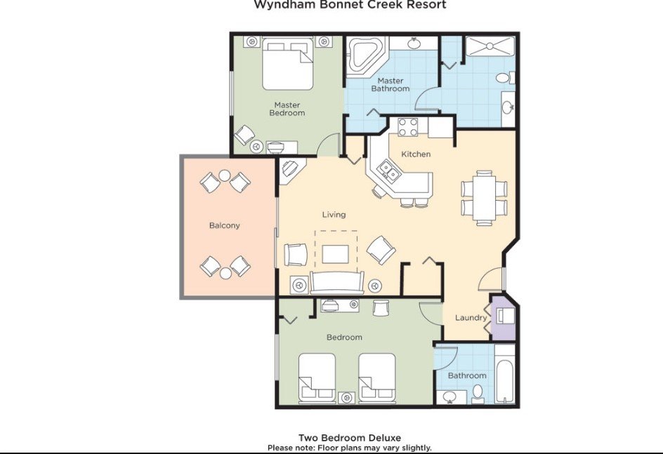 Wyndham Bonnet Creek One Bedroom Floor Plan | Floor Roma